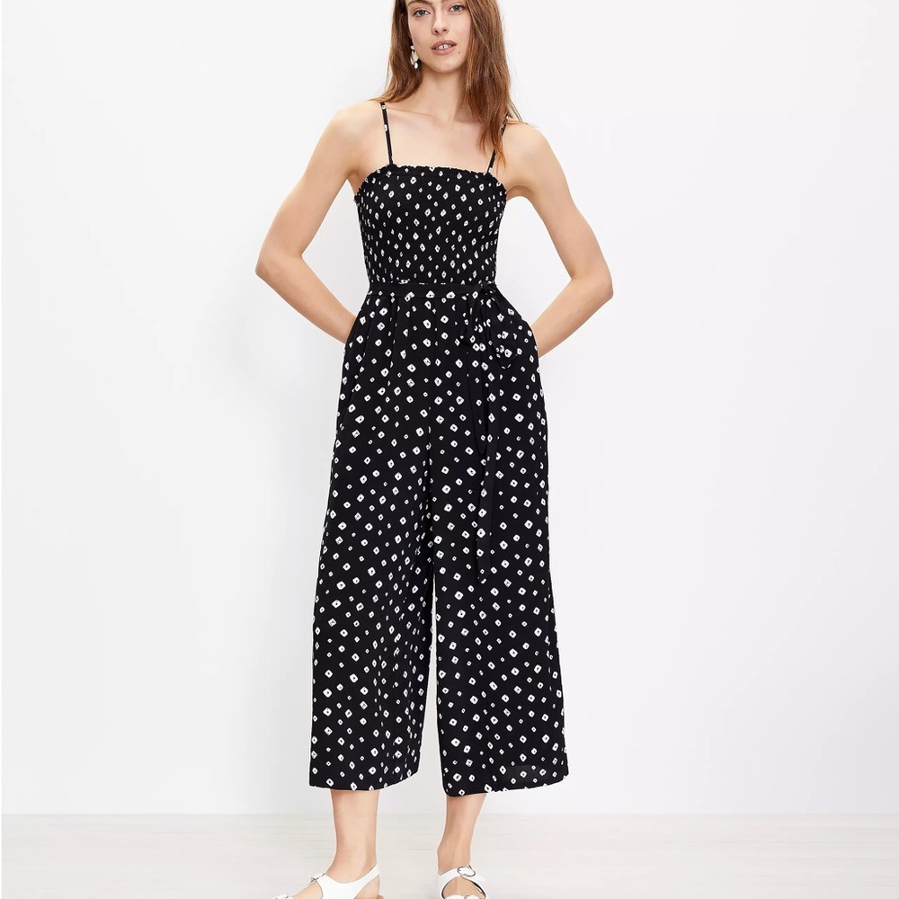 Loft Smocked Strappy Jumpsuit size XS petite
